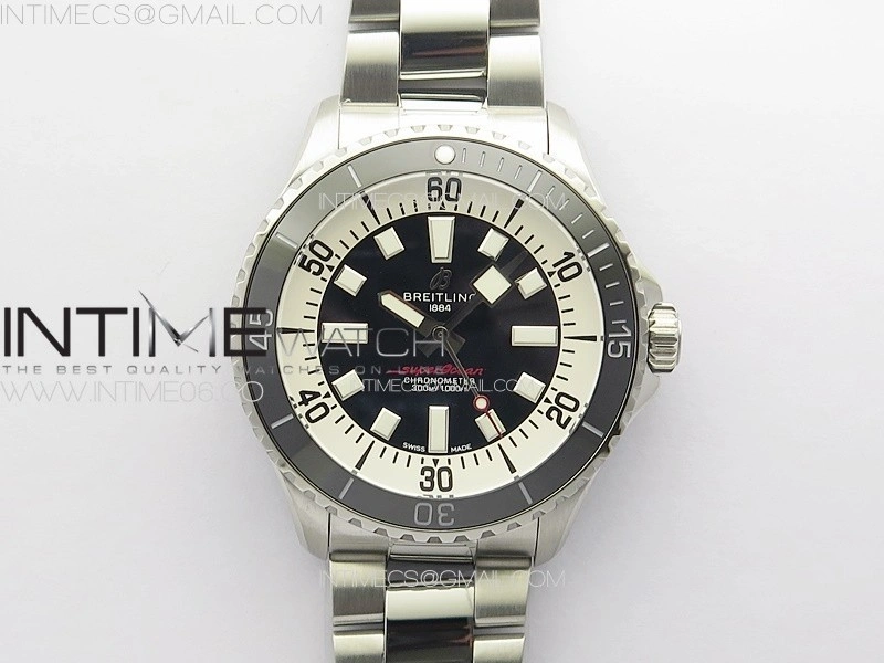 SuperOcean Automatic 44 Black Ceramic Bezel TF 1:1 Best Edition Black Dial on SS Bracelet A2824