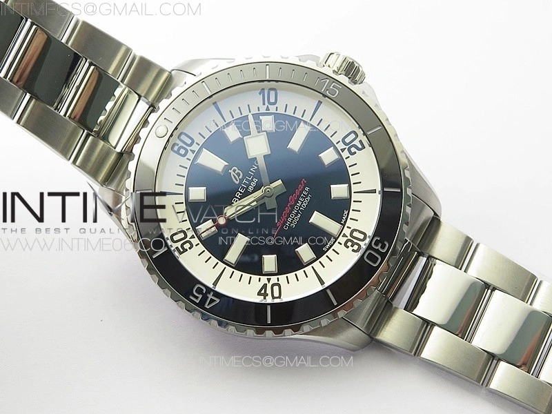 SuperOcean Automatic 44 Black Ceramic Bezel TF 1:1 Best Edition Black Dial on SS Bracelet A2824