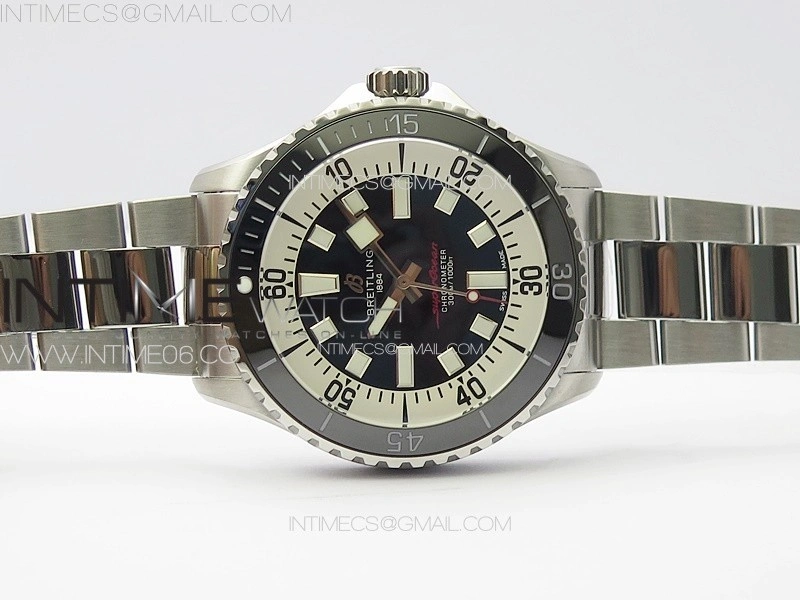 SuperOcean Automatic 44 Black Ceramic Bezel TF 1:1 Best Edition Black Dial on SS Bracelet A2824
