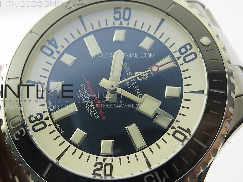 SuperOcean Automatic 44 Black Ceramic Bezel TF 1:1 Best Edition Black Dial on SS Bracelet A2824