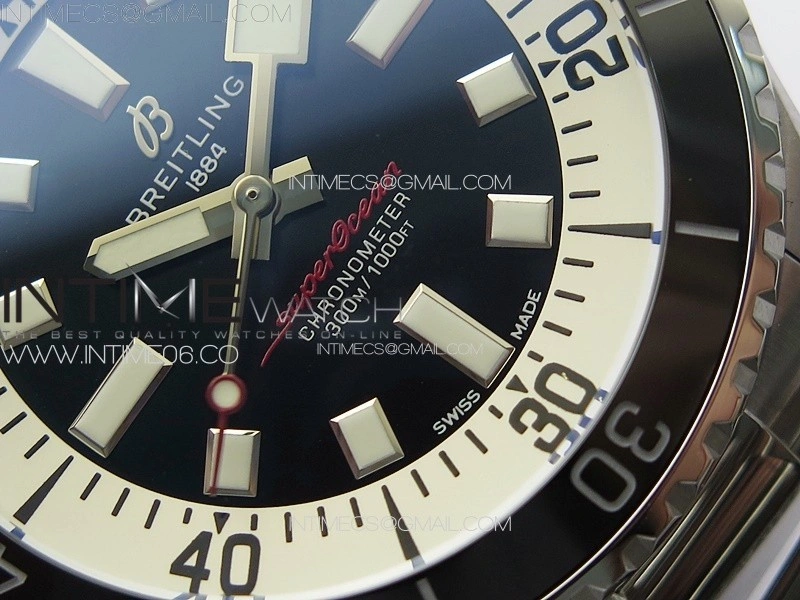 SuperOcean Automatic 44 Black Ceramic Bezel TF 1:1 Best Edition Black Dial on SS Bracelet A2824