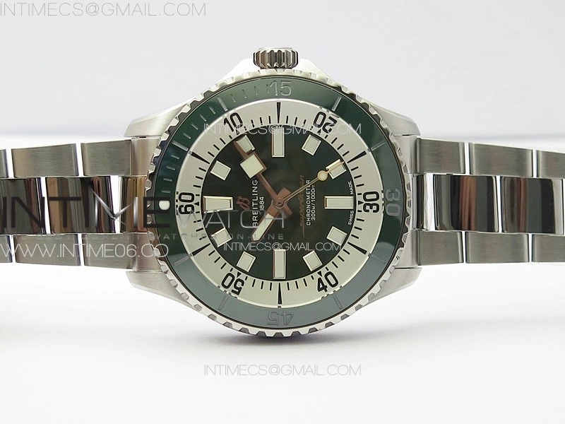 SuperOcean Automatic 44 Green Ceramic Bezel TF 1:1 Best Edition Green Dial on SS Bracelet A2824