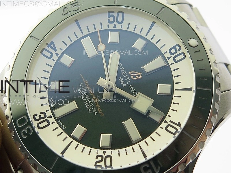 SuperOcean Automatic 44 Green Ceramic Bezel TF 1:1 Best Edition Green Dial on SS Bracelet A2824