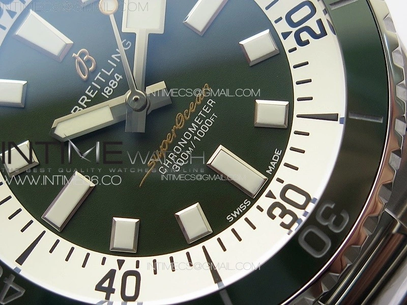 SuperOcean Automatic 44 Green Ceramic Bezel TF 1:1 Best Edition Green Dial on SS Bracelet A2824