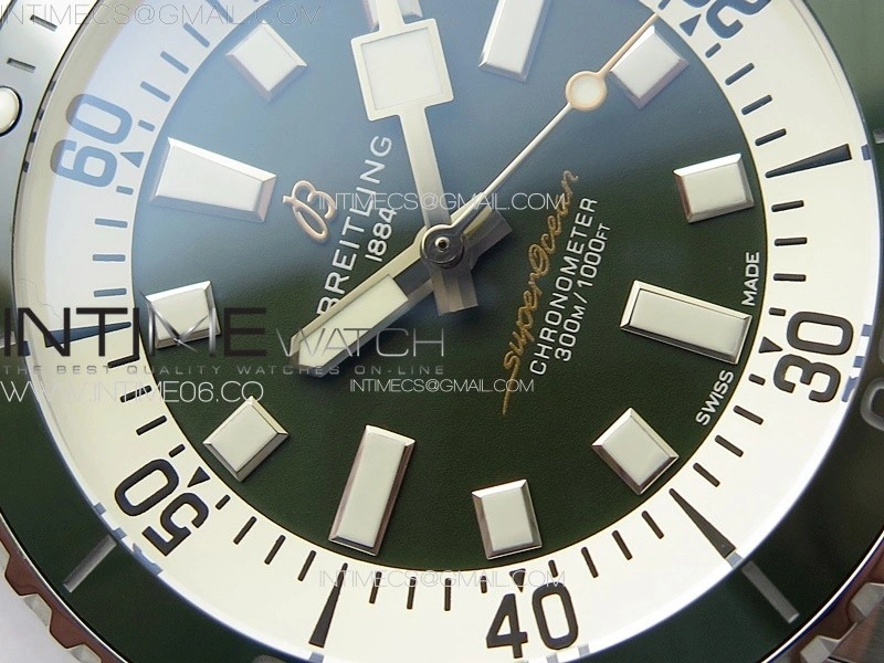 SuperOcean Automatic 44 Green Ceramic Bezel TF 1:1 Best Edition Green Dial on SS Bracelet A2824