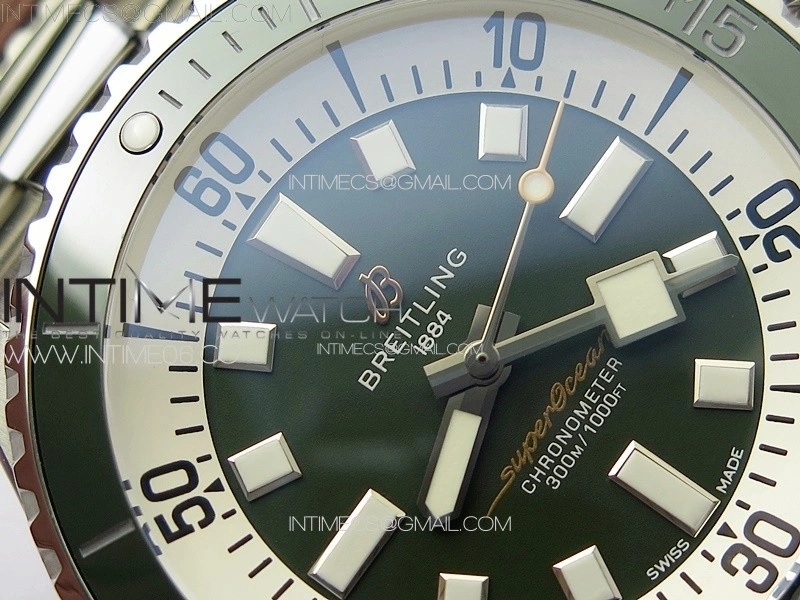 SuperOcean Automatic 44 Green Ceramic Bezel TF 1:1 Best Edition Green Dial on SS Bracelet A2824