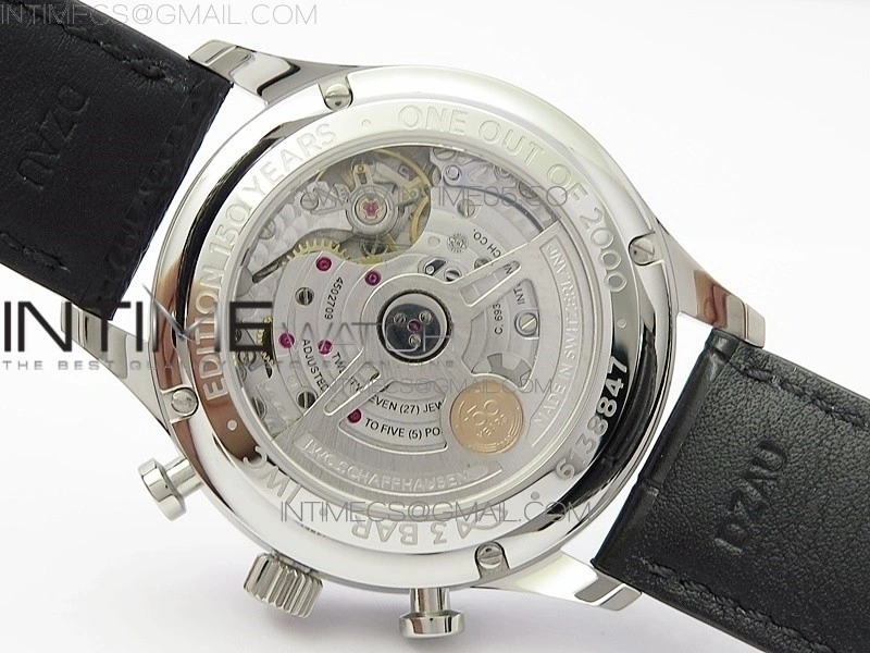 Portugieser Chronograph Edition 150 Years IW371602 ZF 1:1 Best Edition White Dial on Black Leather Strap A7750