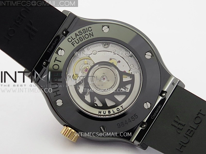 Classic Fusion 42mm Ceramic RG JJZF 1:1 Best Edition Black Textured Dial On Black Rubber Strap