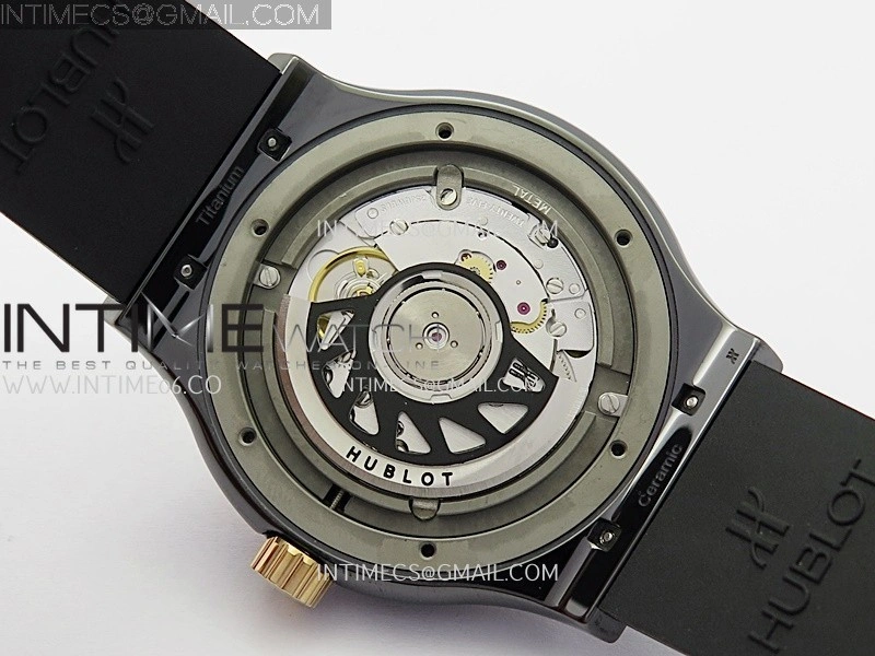 Classic Fusion 42mm Ceramic RG JJZF 1:1 Best Edition Black Textured Dial On Black Rubber Strap