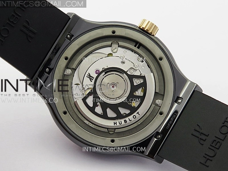 Classic Fusion 42mm Ceramic RG JJZF 1:1 Best Edition Black Textured Dial On Black Rubber Strap