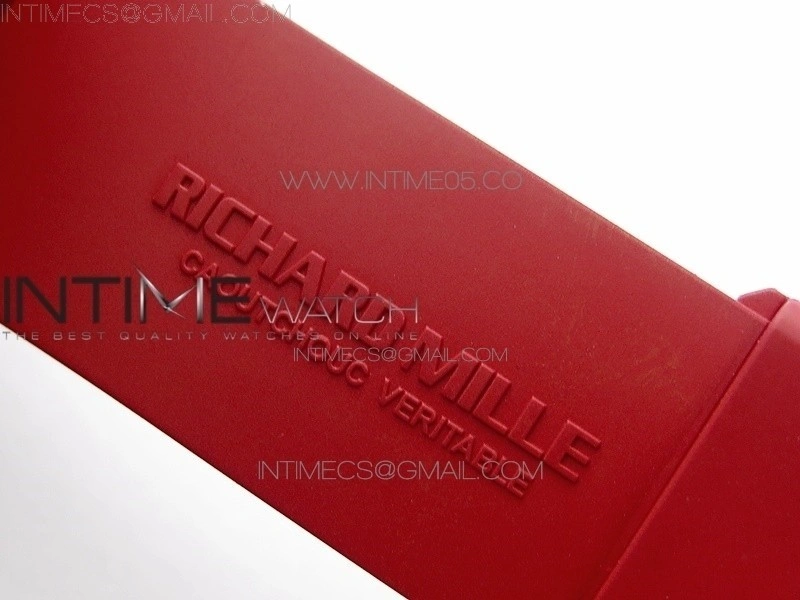 RM011 Carbon Case Carbon Bezel Chronograph KVF 1:1 Best Edition Skeleton Dial on Red Rubber Strap A7750