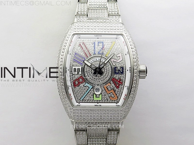 Vanguard V45 Full Diamonds ABF Best Edition Full Paved Diamonds Dial Colors Markers On Full Paved Diamonds Bracelet A2824