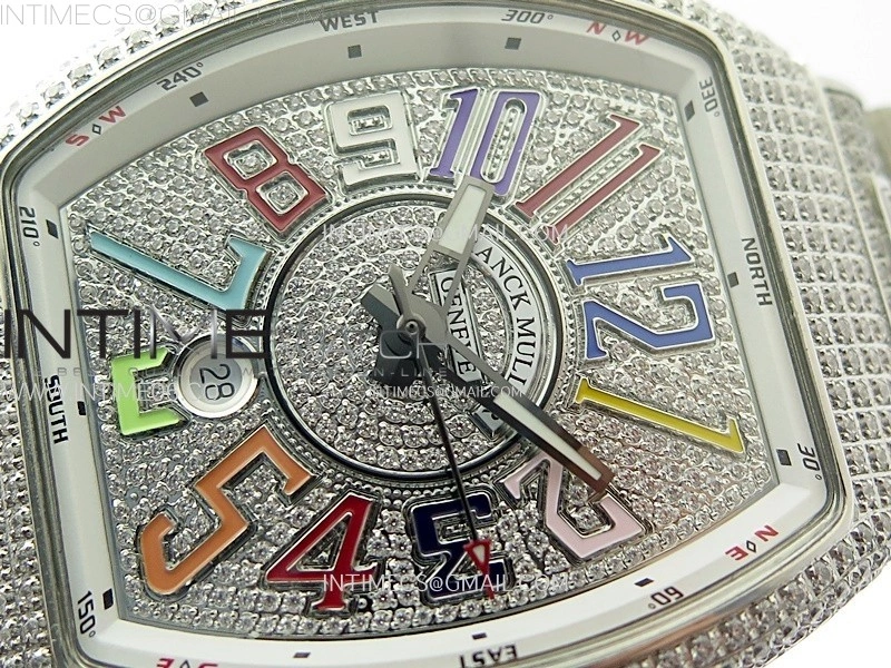 Vanguard V45 Full Diamonds ABF Best Edition Full Paved Diamonds Dial Colors Markers On Full Paved Diamonds Bracelet A2824