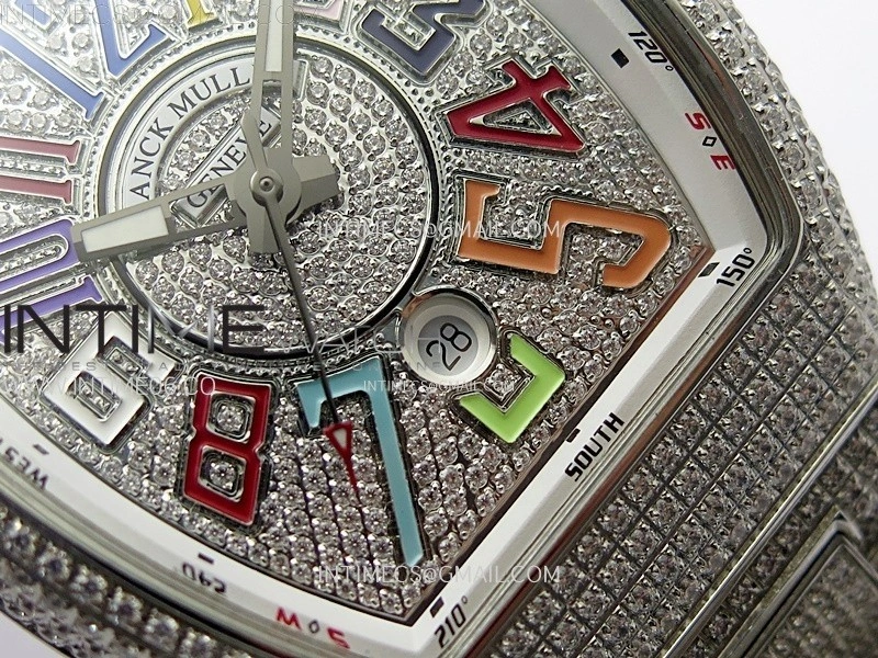 Vanguard V45 Full Diamonds ABF Best Edition Full Paved Diamonds Dial Colors Markers On Full Paved Diamonds Bracelet A2824