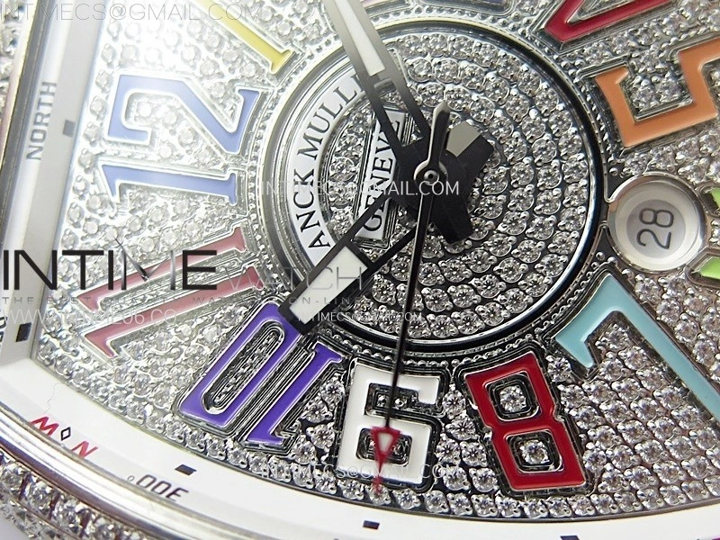 Vanguard V45 Full Diamonds ABF Best Edition Full Paved Diamonds Dial Colors Markers On Full Paved Diamonds Bracelet A2824