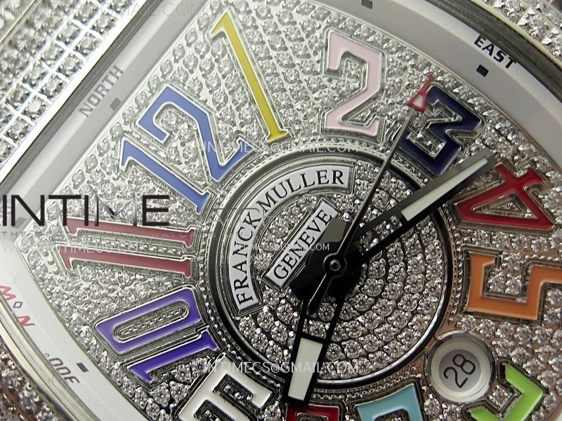 Vanguard V45 Full Diamonds ABF Best Edition Full Paved Diamonds Dial Colors Markers On Full Paved Diamonds Bracelet A2824