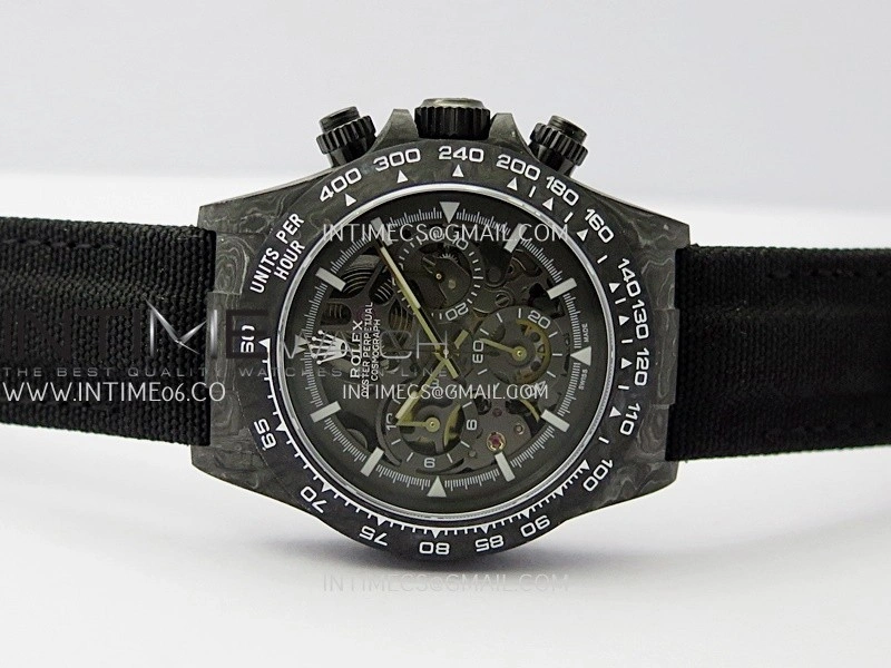 Daytona DIW Carbon White Second Hand DIWF Best Edition Skeleton Dial On Black Nylon Strap SA4130
