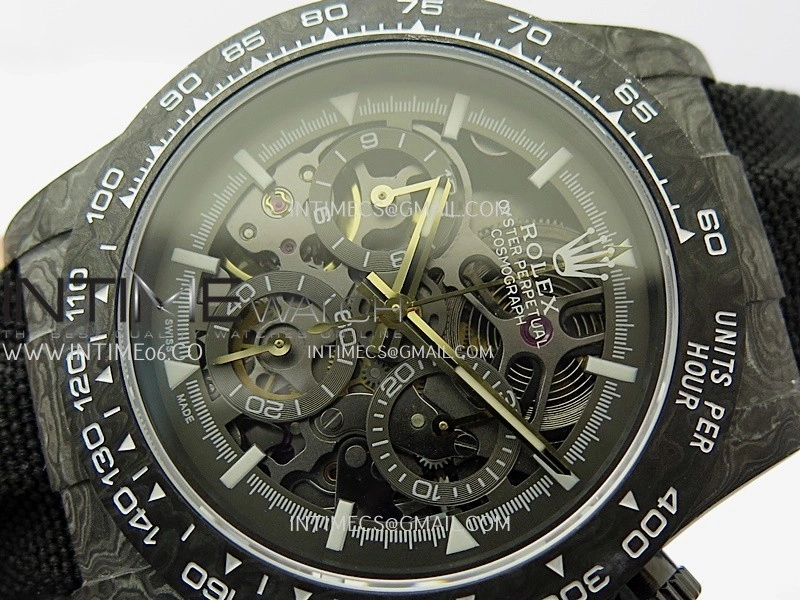 Daytona DIW Carbon White Second Hand DIWF Best Edition Skeleton Dial On Black Nylon Strap SA4130