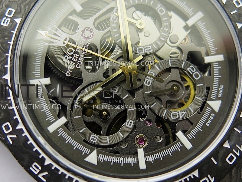Daytona DIW Carbon White Second Hand DIWF Best Edition Skeleton Dial On Black Nylon Strap SA4130