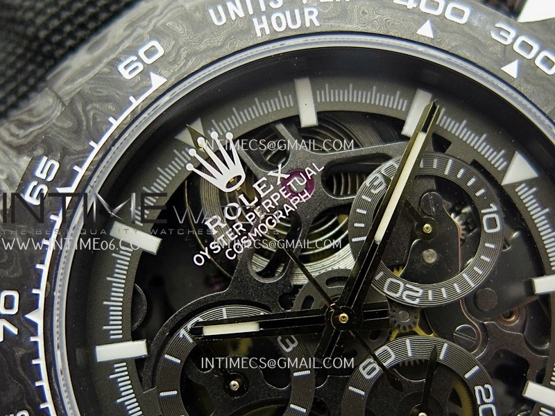 Daytona DIW Carbon White Second Hand DIWF Best Edition Skeleton Dial On Black Nylon Strap SA4130