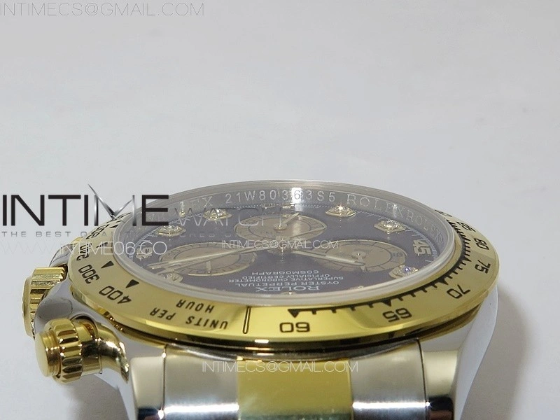 Daytona 116503 YG SS APSF Black MOP Dial Crystals Markers On YG SS Bracelet Slim A7750