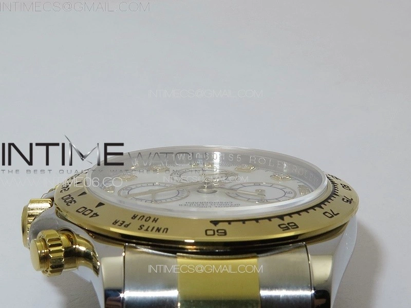 Daytona 116503 YG SS APSF White MOP Dial Crystals Markers On YG SS Bracelet Slim A7750