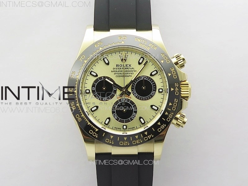 Daytona 116518 BTF 1:1 Best Edition YG Black Dial on Oysterflex Rubber Strap SA4130 V2