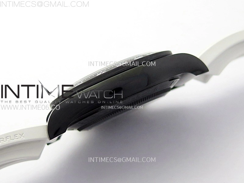 Daytona PVD Carbon Bezel GETF Best Blaken Skeleton Dial on White Rubber Strap SA4130