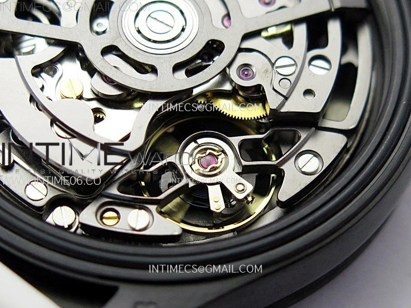 Daytona PVD Carbon Bezel GETF Best Blaken Skeleton Dial on White Rubber Strap SA4130