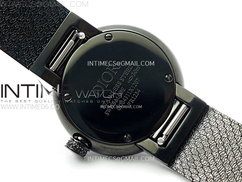 La D de dior Satine Diamond Bezel DLC Case 8848F 1:1 Best Edition Black Dial on DLC bracelet Swiss Quartz