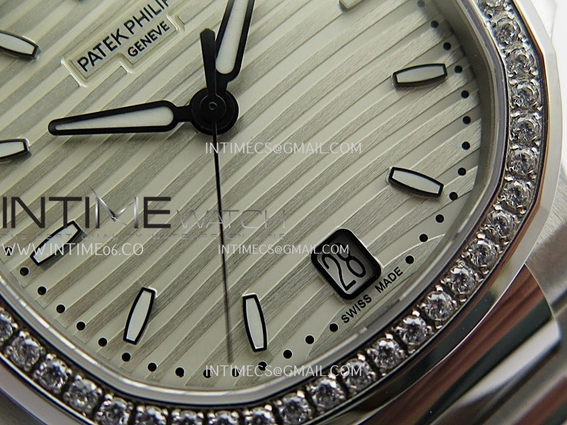 Nautilus 7118 Ladies Diamond Bezel SS DDF 1:1 Best Edition Silver Dial On SS Bracelet Super Clone DD26-330