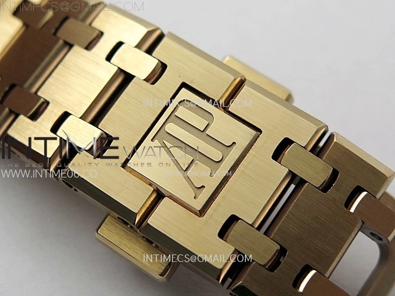 Lady Royal Oak 33mm 67651 Diamonds Bezel RG ZF 1:1 Best Edition Brown Textured Dial on RG Bracelet RONDA Quartz