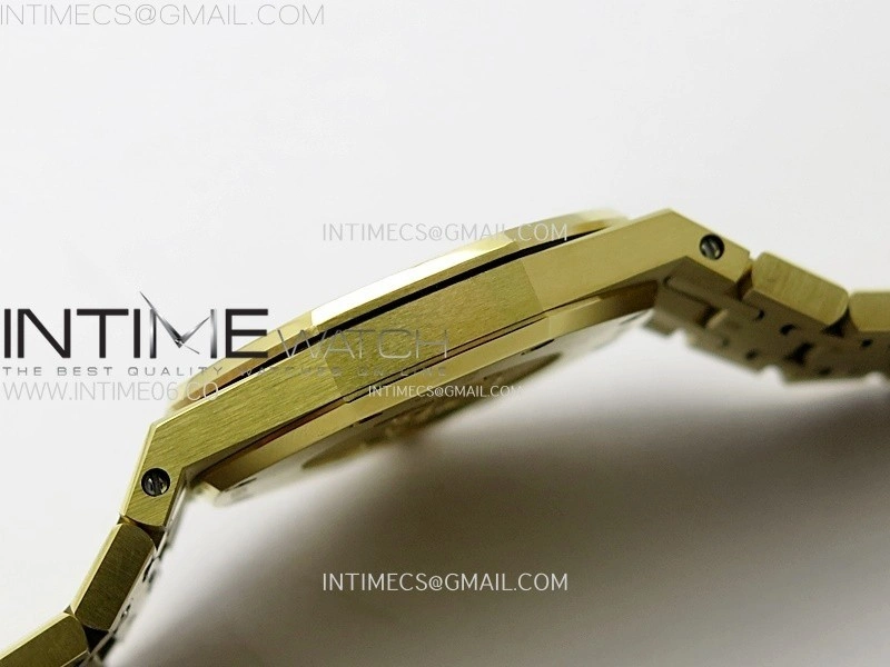 Lady Royal Oak 33mm 67651 Diamonds Bezel YG ZF 1:1 Best Edition White Textured Dial on YG Bracelet RONDA Quartz