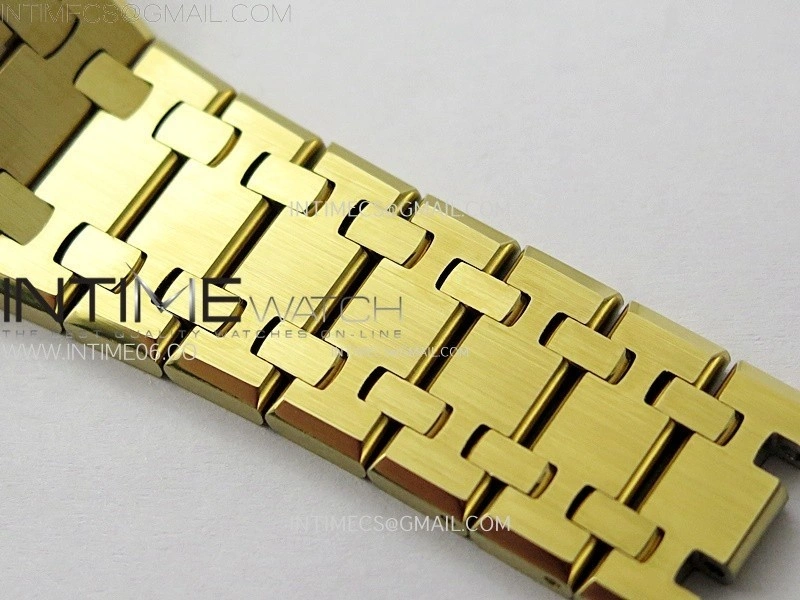 Lady Royal Oak 33mm 67651 Diamonds Bezel YG ZF 1:1 Best Edition White Textured Dial on YG Bracelet RONDA Quartz