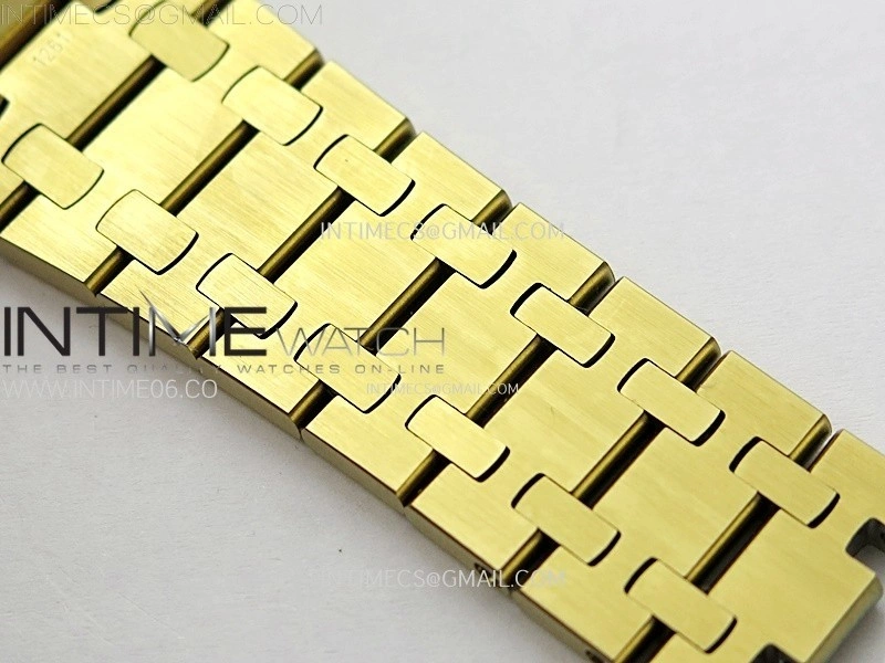Lady Royal Oak 33mm 67651 Diamonds Bezel YG ZF 1:1 Best Edition White Textured Dial on YG Bracelet RONDA Quartz