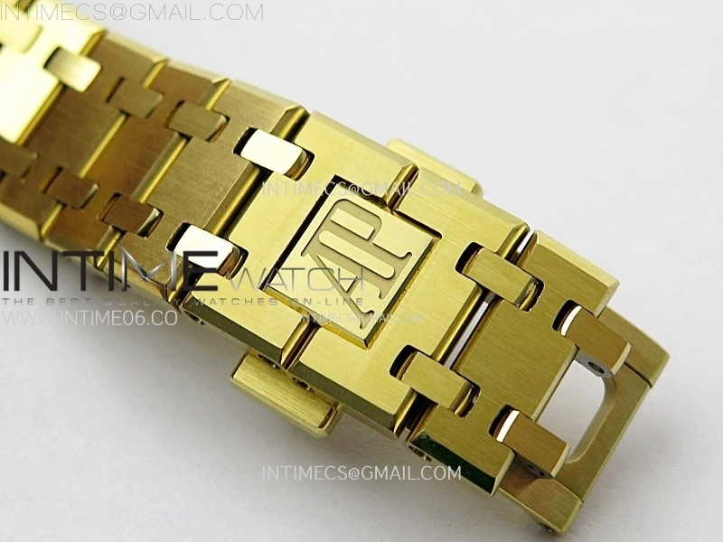 Lady Royal Oak 33mm 67651 Diamonds Bezel YG ZF 1:1 Best Edition White Textured Dial on YG Bracelet RONDA Quartz