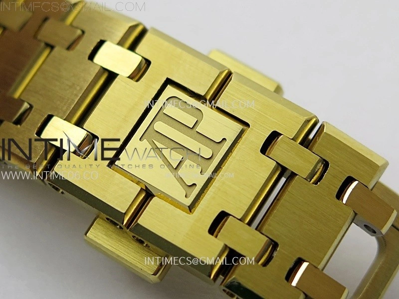 Lady Royal Oak 33mm 67651 Diamonds Bezel YG ZF 1:1 Best Edition White Textured Dial on YG Bracelet RONDA Quartz