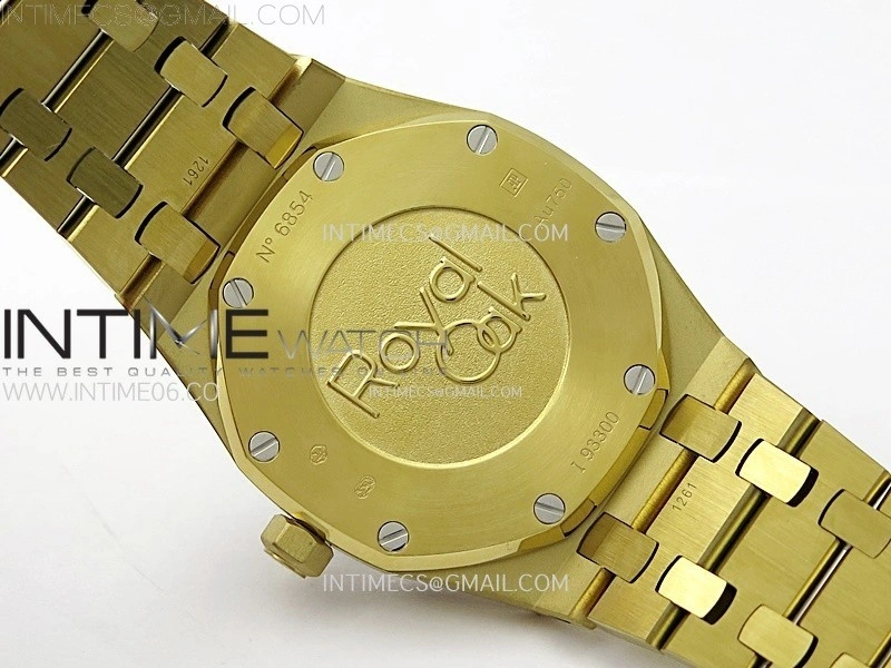 Lady Royal Oak 33mm 67651 Diamonds Bezel YG ZF 1:1 Best Edition White Textured Dial on YG Bracelet RONDA Quartz