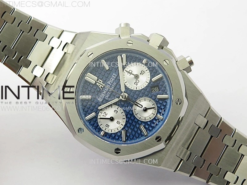 Royal Oak Chrono 26331ST SS IPF 1:1 Best Edition Blue Dial Silver subdial on SS Bracelet A7750
