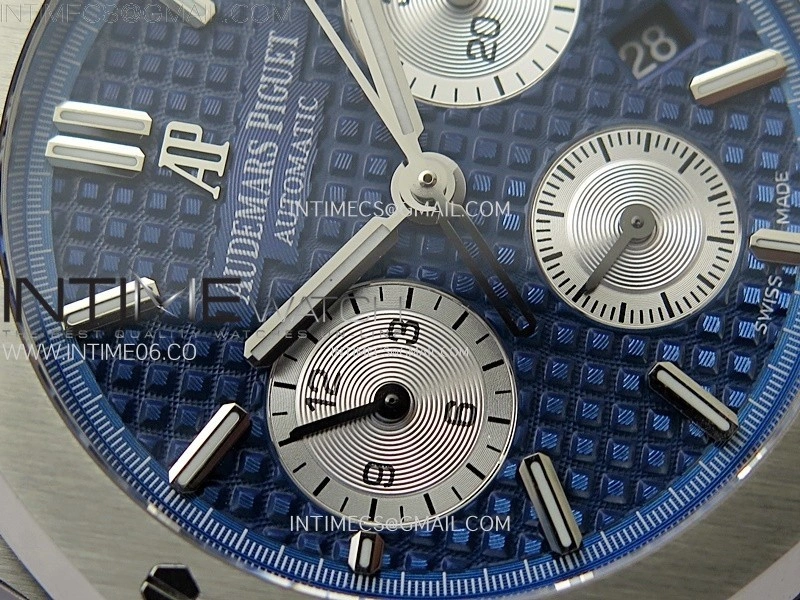 Royal Oak Chrono 26331ST SS IPF 1:1 Best Edition Blue Dial Silver subdial on SS Bracelet A7750