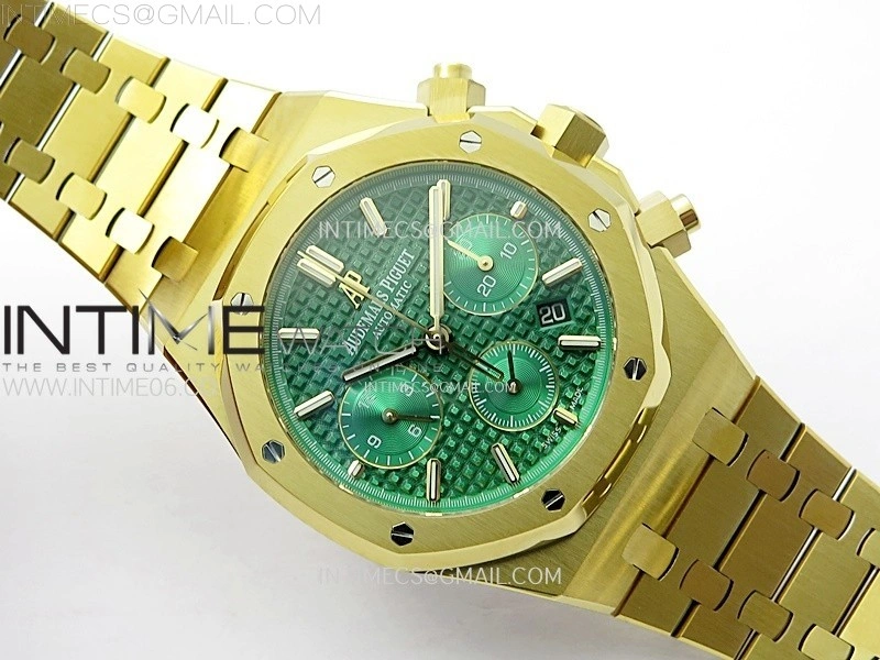 Royal Oak Chrono 26331ST YG IPF 1:1 Best Edition Green Dial Green subdial on SS Bracelet A7750