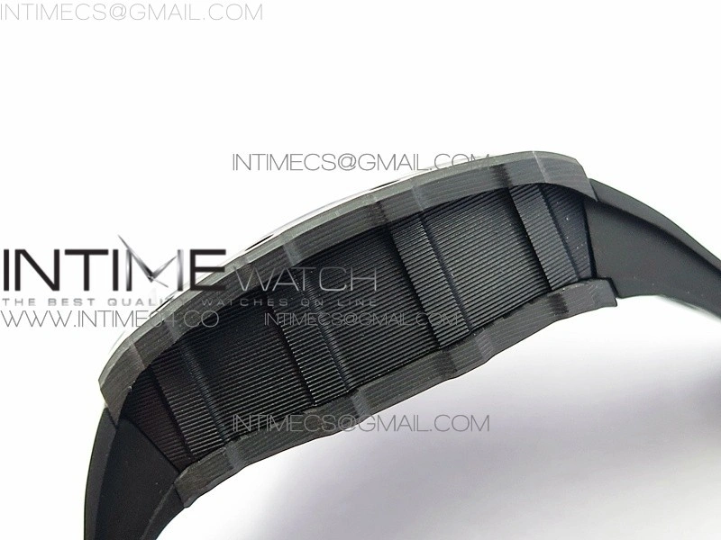 RM011 Carbon Case Chrono KVF 1:1 Best Edition Crystal Skeleton Yellow Dial on Black Rubber Strap A7750