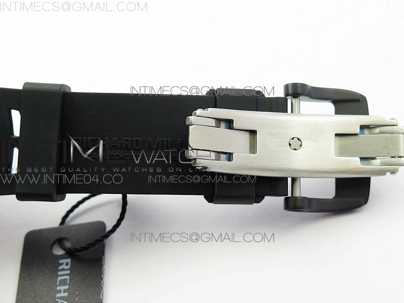 RM011 Carbon Case Chrono KVF 1:1 Best Edition Crystal Skeleton Yellow Dial on Black Rubber Strap A7750