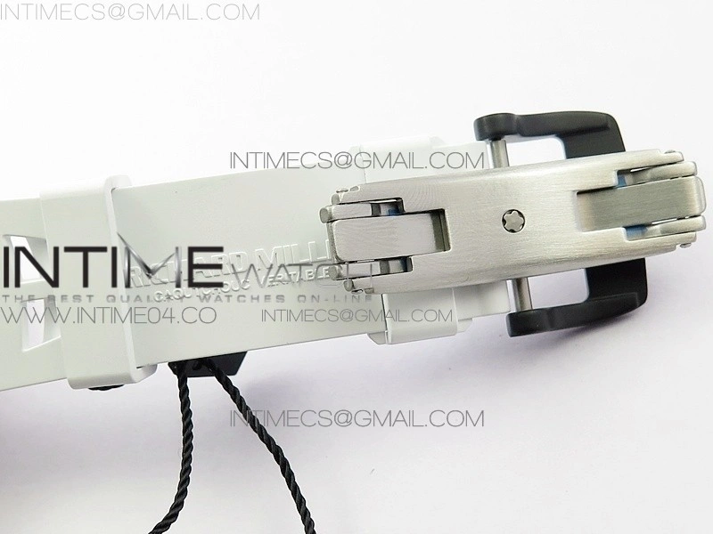 RM011 Carbon Case Chrono KVF 1:1 Best Edition Crystal Skeleton Yellow Dial on White Rubber Strap A7750