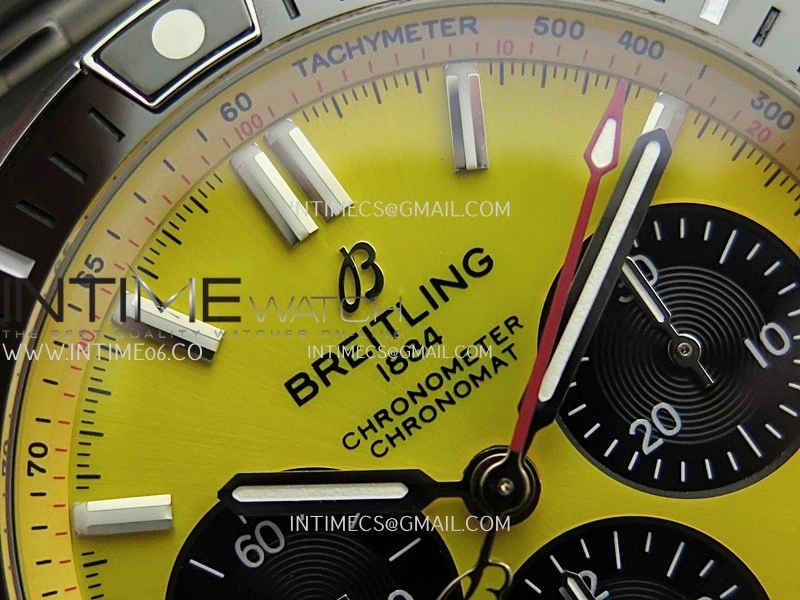 Chronomat B01 44mm SS TF 1:1 Best Edition Yellow Dial On SS Bracelet A7750 To Cal.01