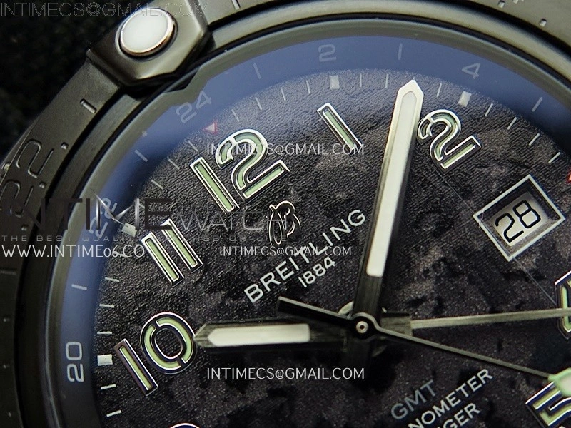 Avenger Chronometer 42mm GMT DLC BLSF 1:1 Best Version Black Dial On Black Nylon Strap A2836