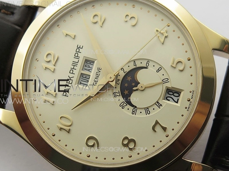 Annual Calendar Moonphase 5396 RG PPF 1:1 Best Edition Champagne Dial on Brown Leather Strap PPF324