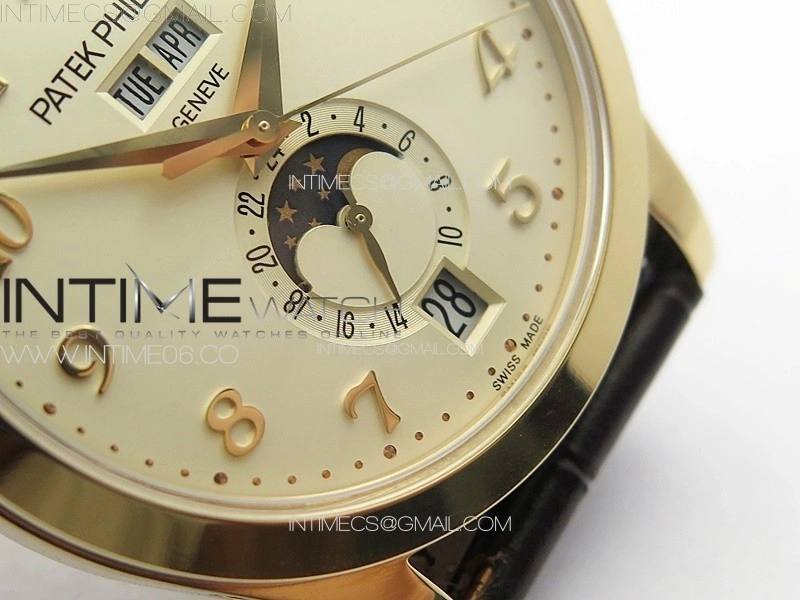 Annual Calendar Moonphase 5396 RG PPF 1:1 Best Edition Champagne Dial on Brown Leather Strap PPF324