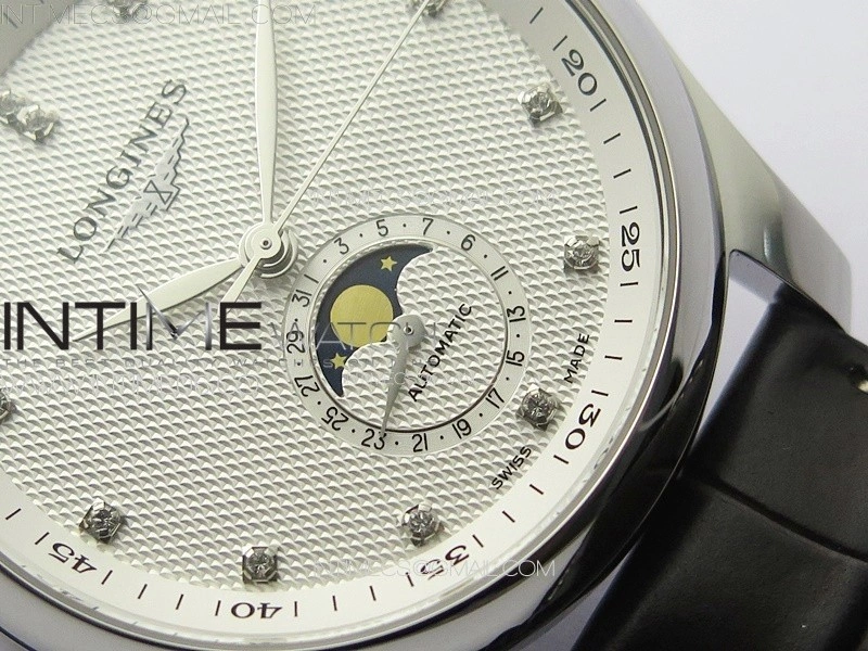 Master Moonphase SS APSF 1:1 Best Edition White Diamonds Dial on Brown Leather Strap AL899