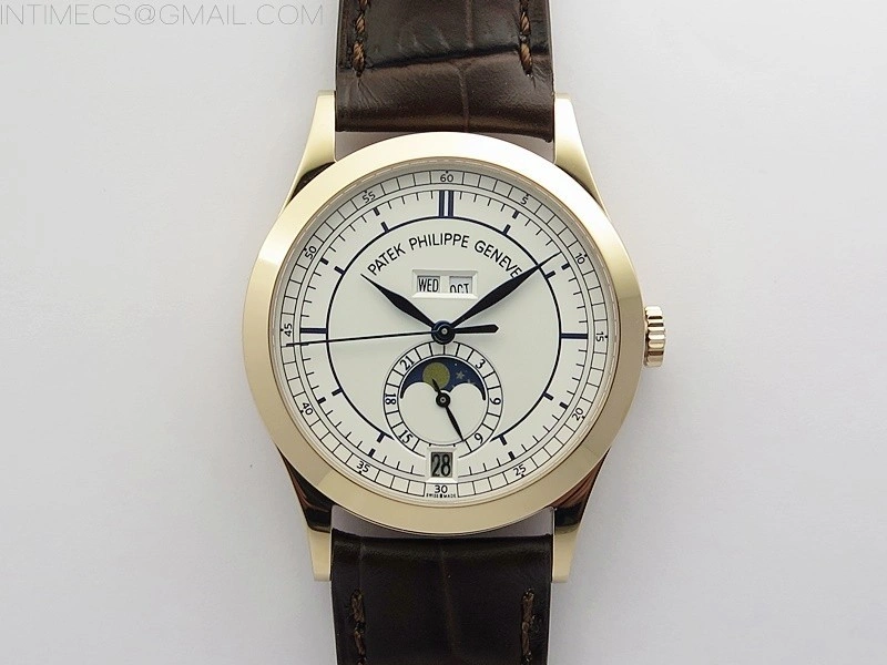 Annual Calendar Complications 5396 RG GRF Best Edition White dial Blue Markers on Brown leather strap A324